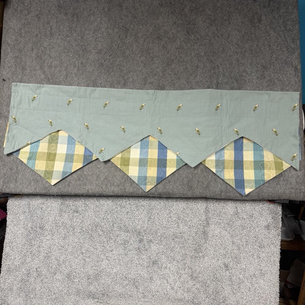 Vtg Country Curtains Parakeet Bird Window Treatment Panels Valences Shams Pillow